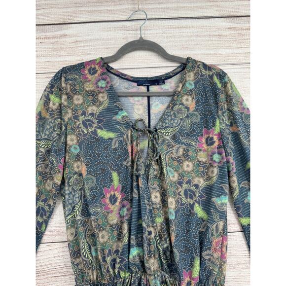 prAna Keoki Tunic Dress Coverup Women's Size Small Blue/Yellow - Picture 3 of 12